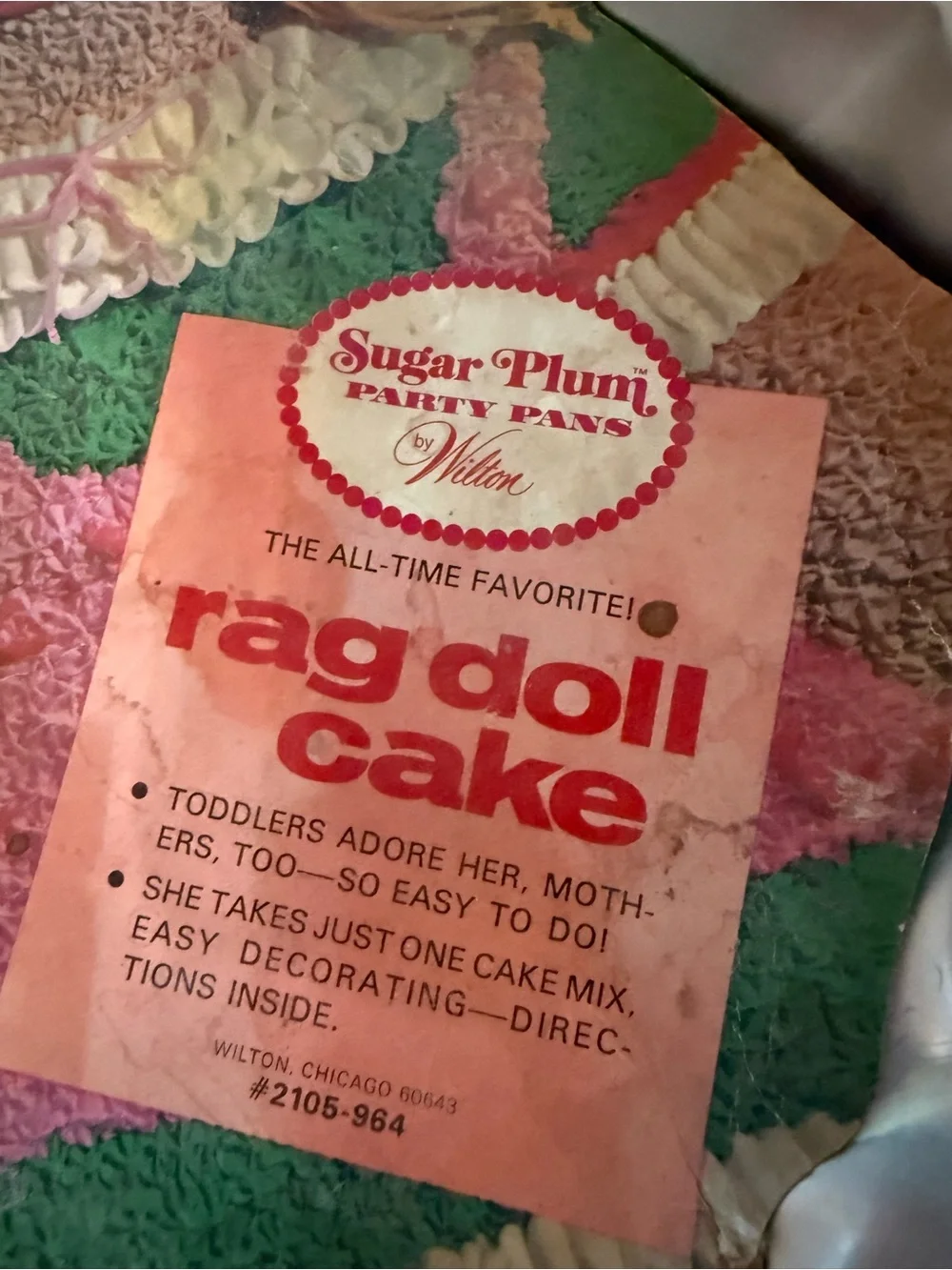 Vintage Wilton Sugar Plum Rag Doll Cake Pan #2105-964 w/ Original Decorating Ins